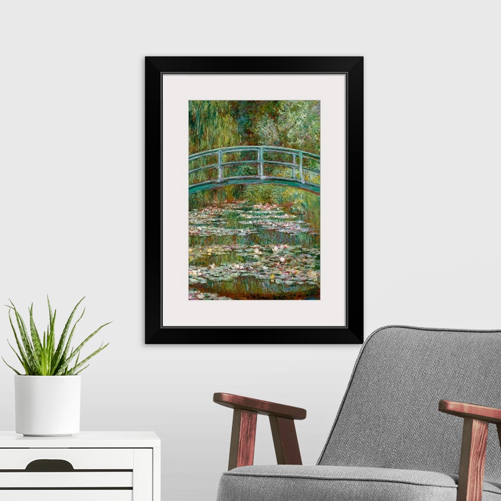 A modern room featuring Bridge over a Pond of Water Lilies