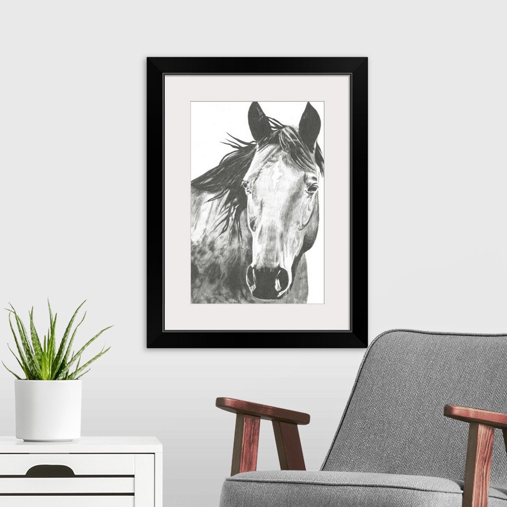 A modern room featuring Wildlife Snapshot: Horse I