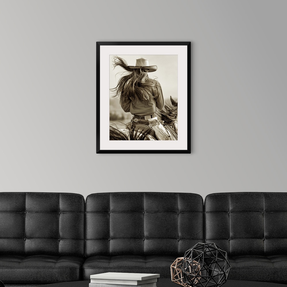 A modern room featuring Cowgirl