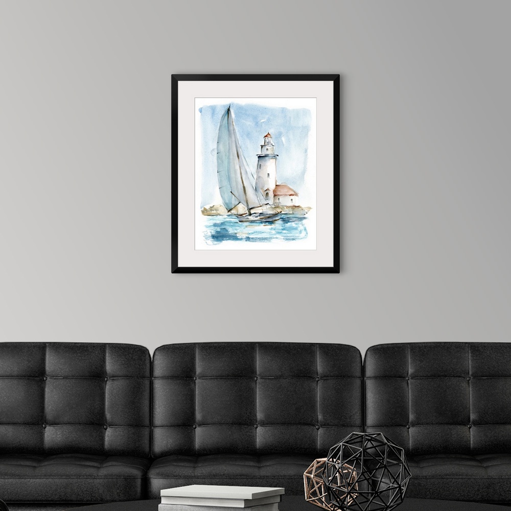 A modern room featuring Sailing Into The Harbor I