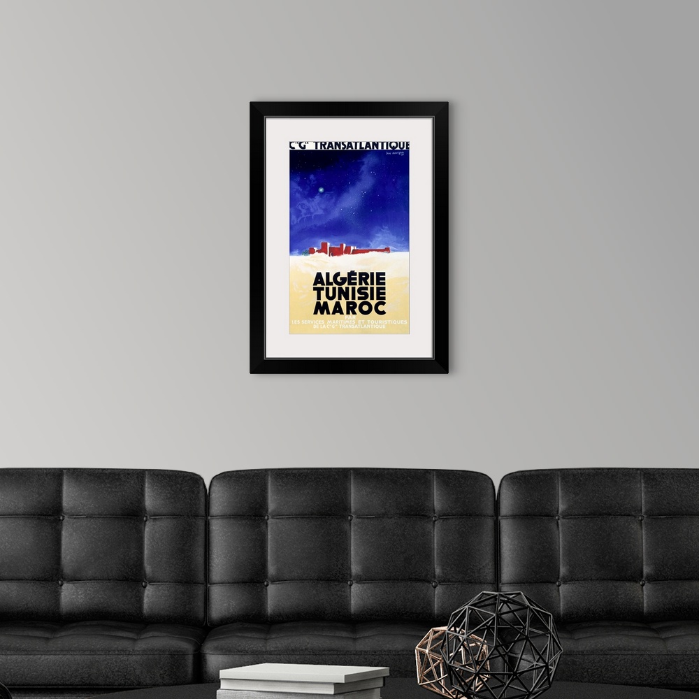 A modern room featuring Gie Gle Transatlantique, Vintage Poster, by Jan Auvigne