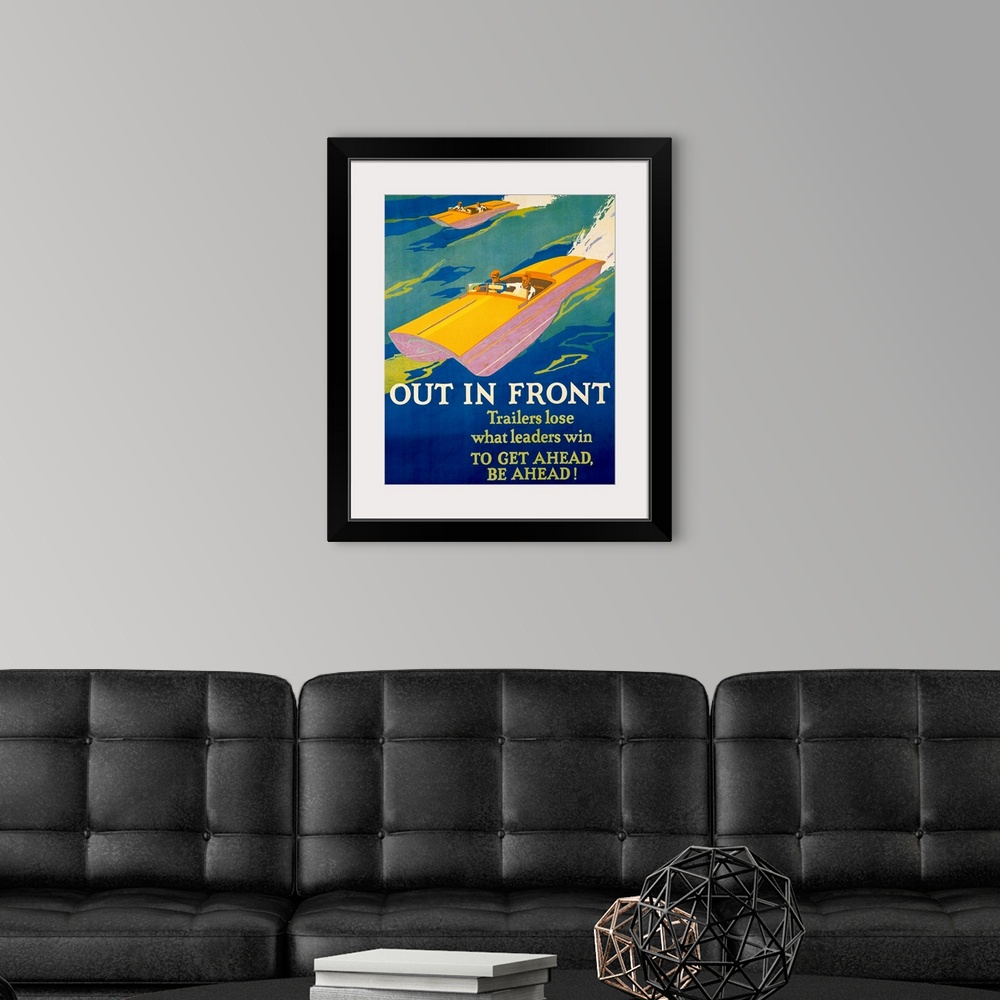 A modern room featuring Out in Front, motivational, Vintage Poster, by Frank Mather Beatty