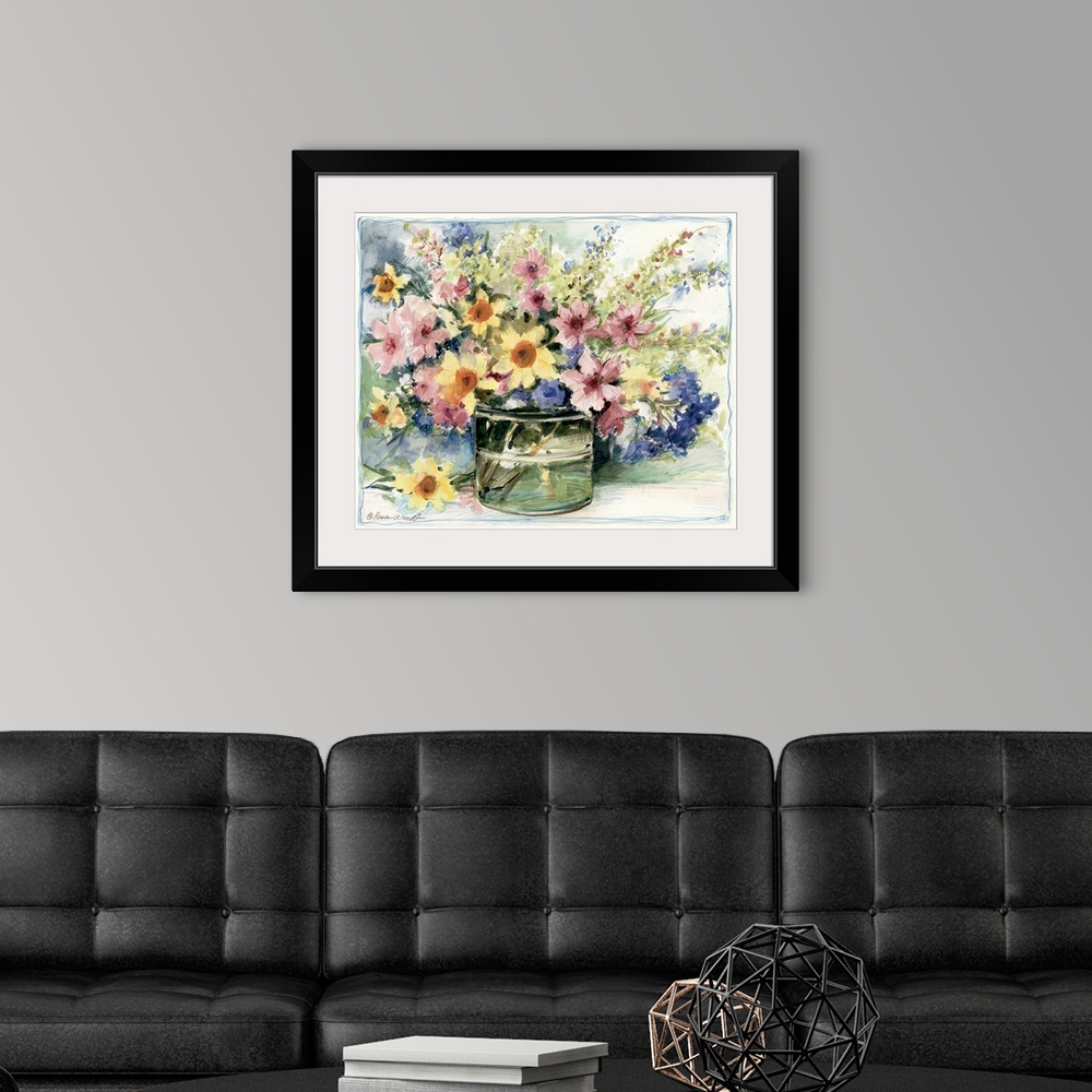 A modern room featuring Pretty floral spray creates a colorful floral image