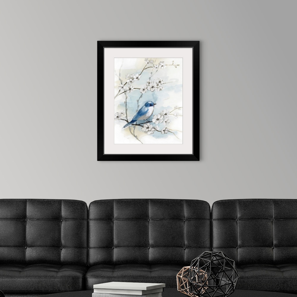 A modern room featuring Blossoms And Bluebird I
