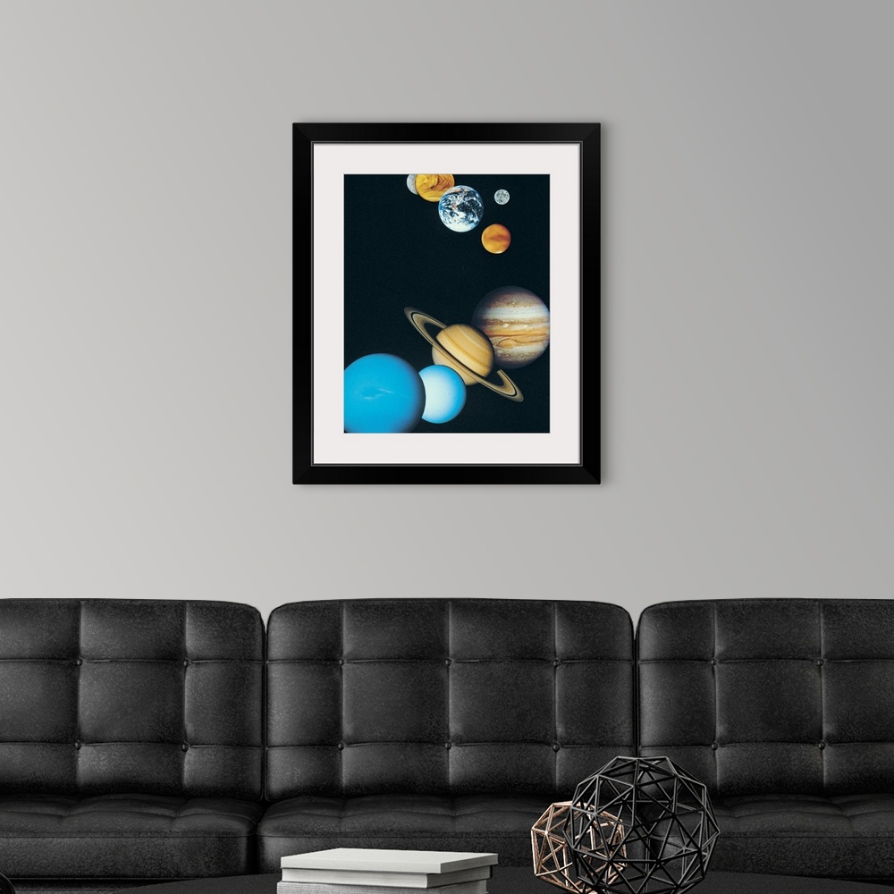 A modern room featuring The Planets, excluding Pluto