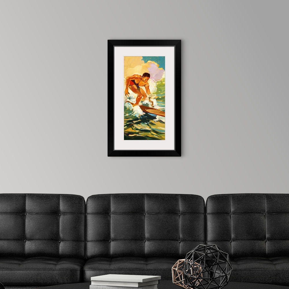 A modern room featuring Surfer