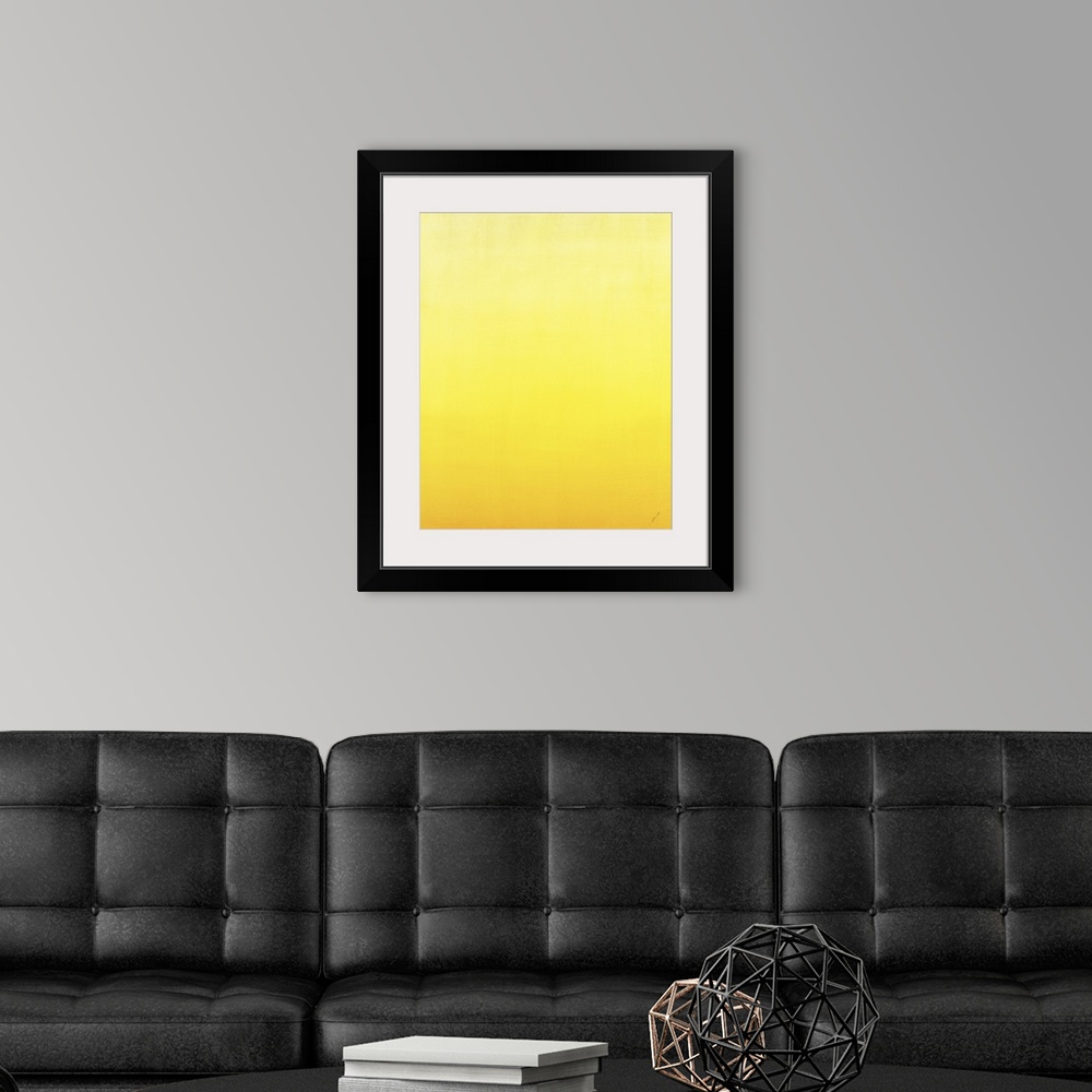 A modern room featuring Contemporary painting of yellow fading into a lighter shade.