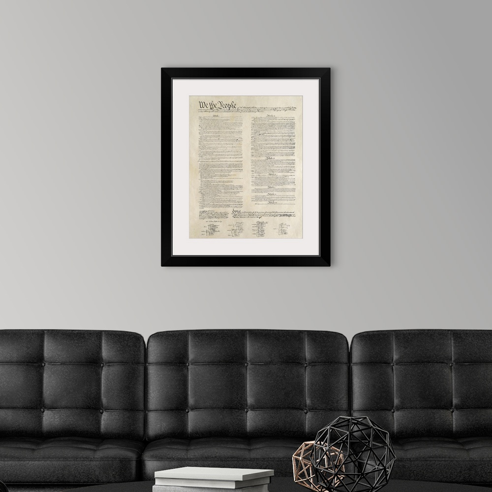 A modern room featuring Constitution Document - Articles 1-7