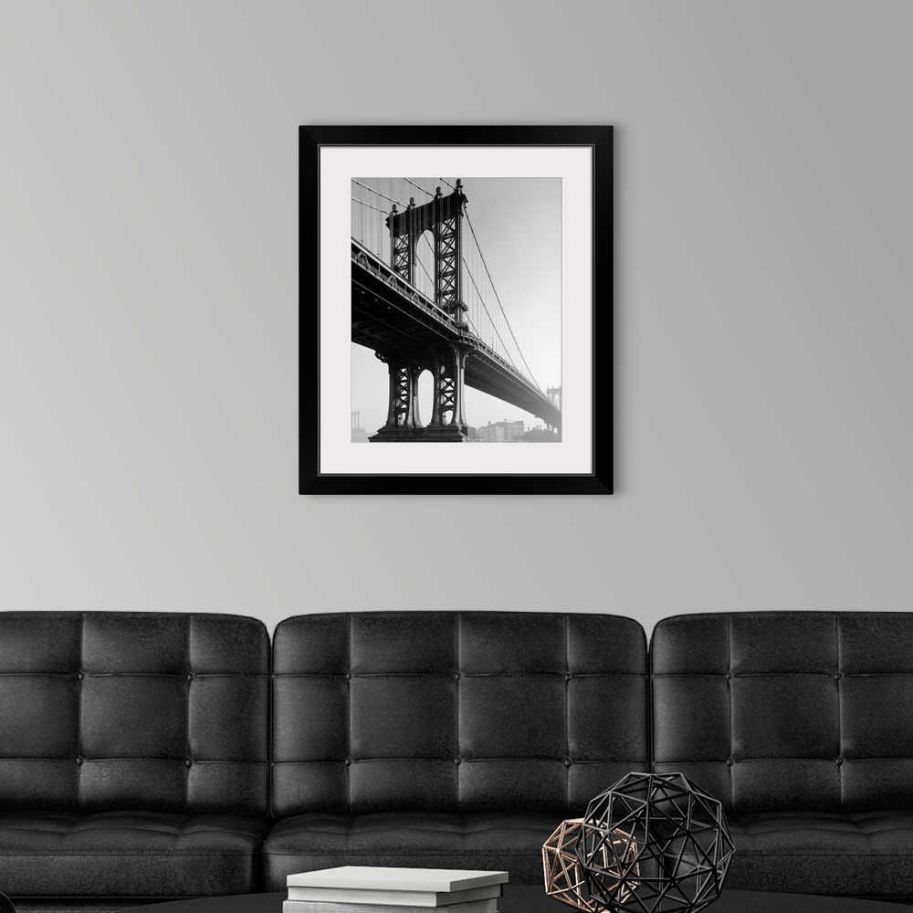 A modern room featuring A view of the Manhattan Bridge, looking towards Brooklyn. Photograph, 1979.