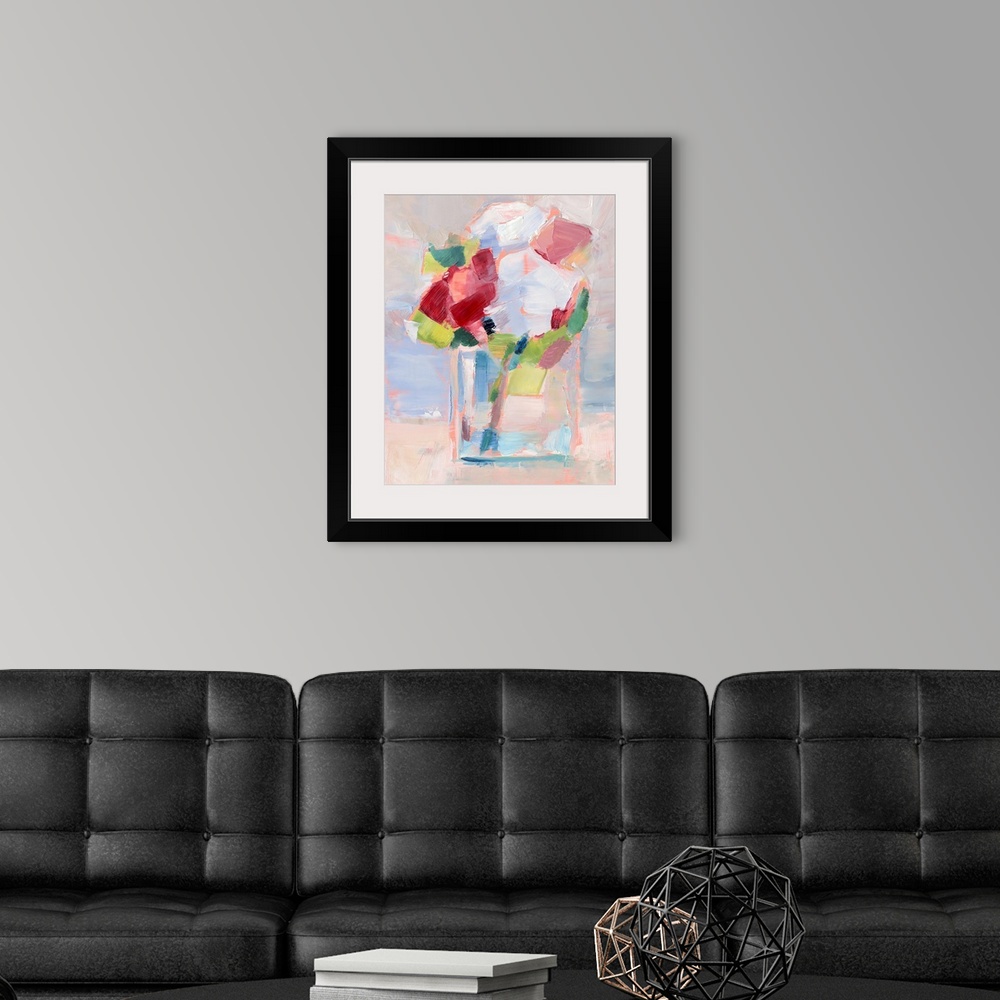 A modern room featuring Abstract Flowers in Vase II