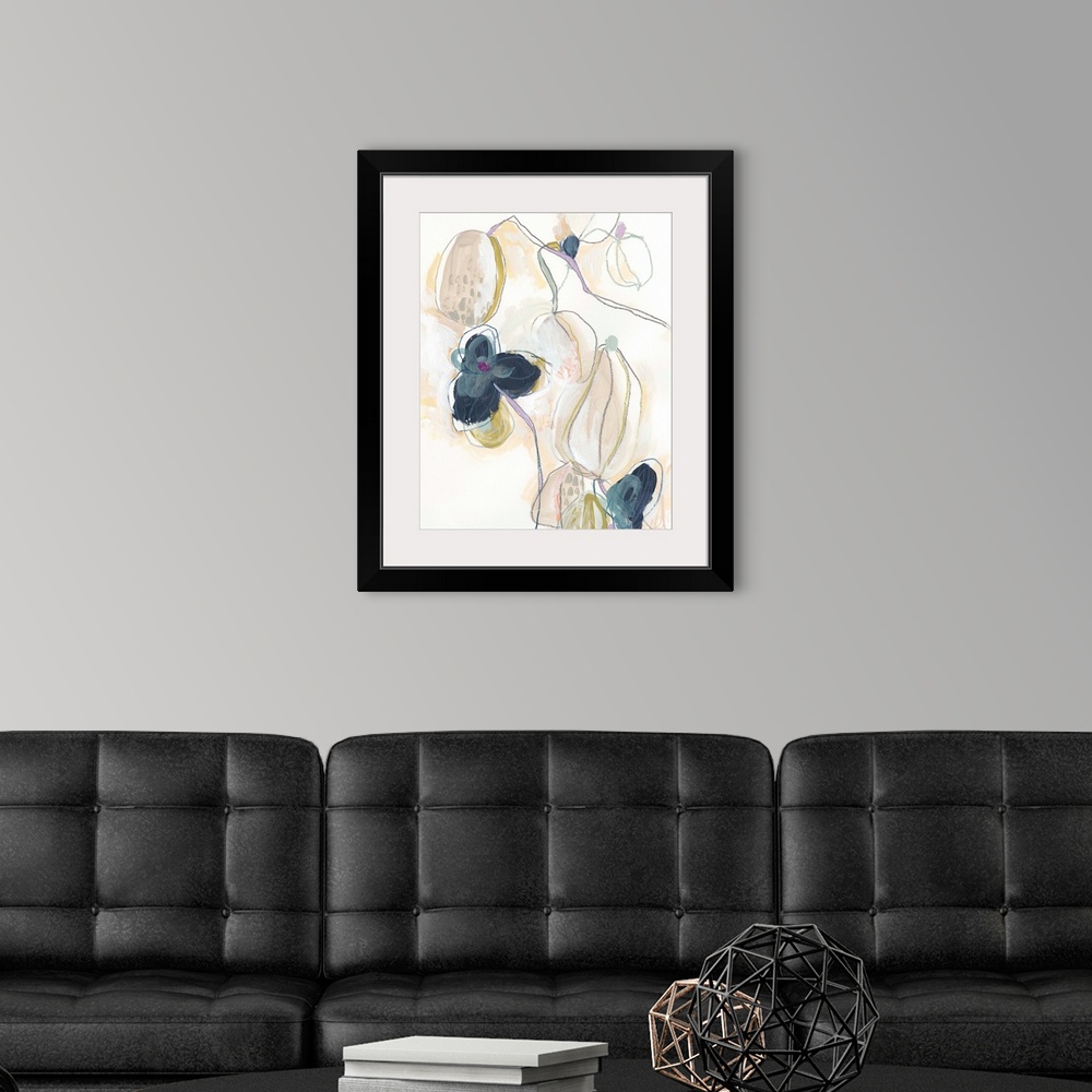 A modern room featuring Abstracted Orchid II