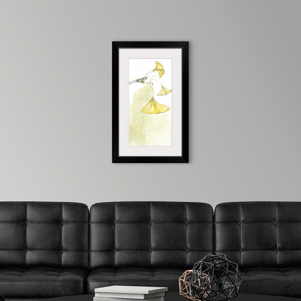 A modern room featuring Ginkgo Triptych III
