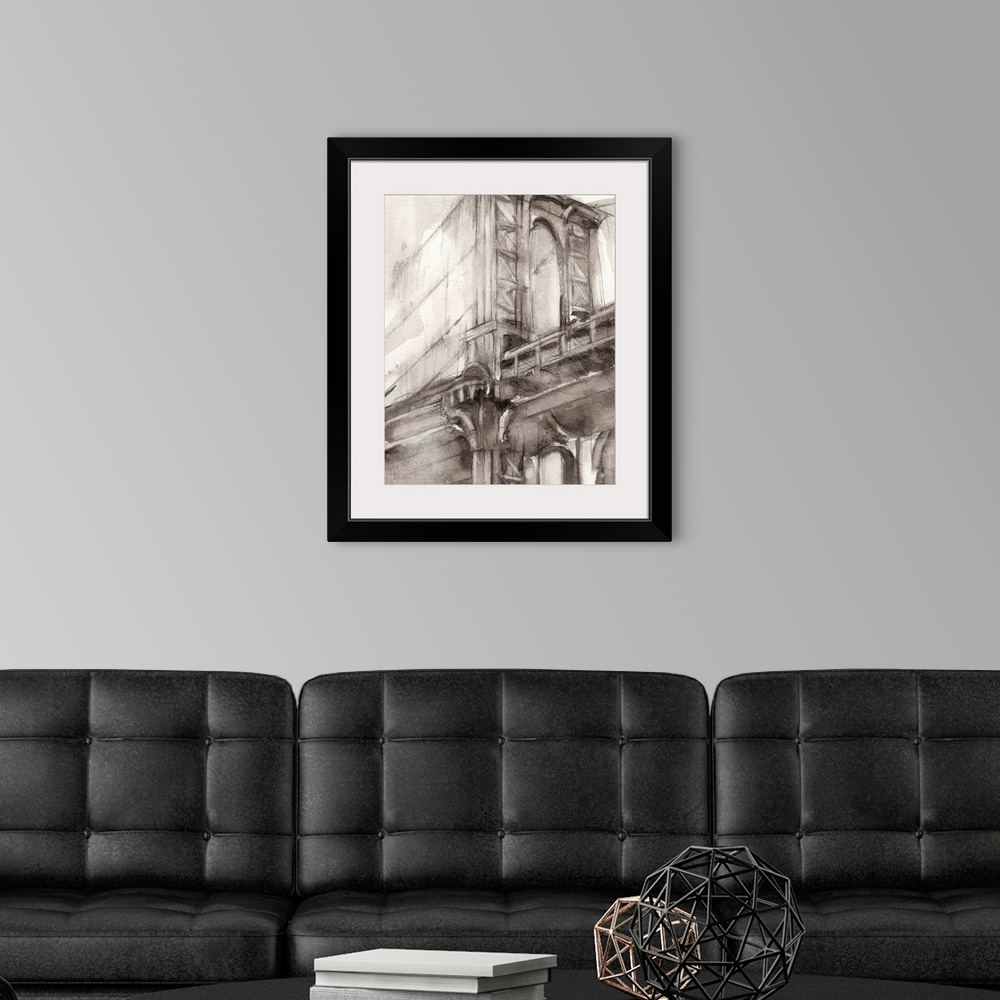 A modern room featuring Sepia Bridge Study I