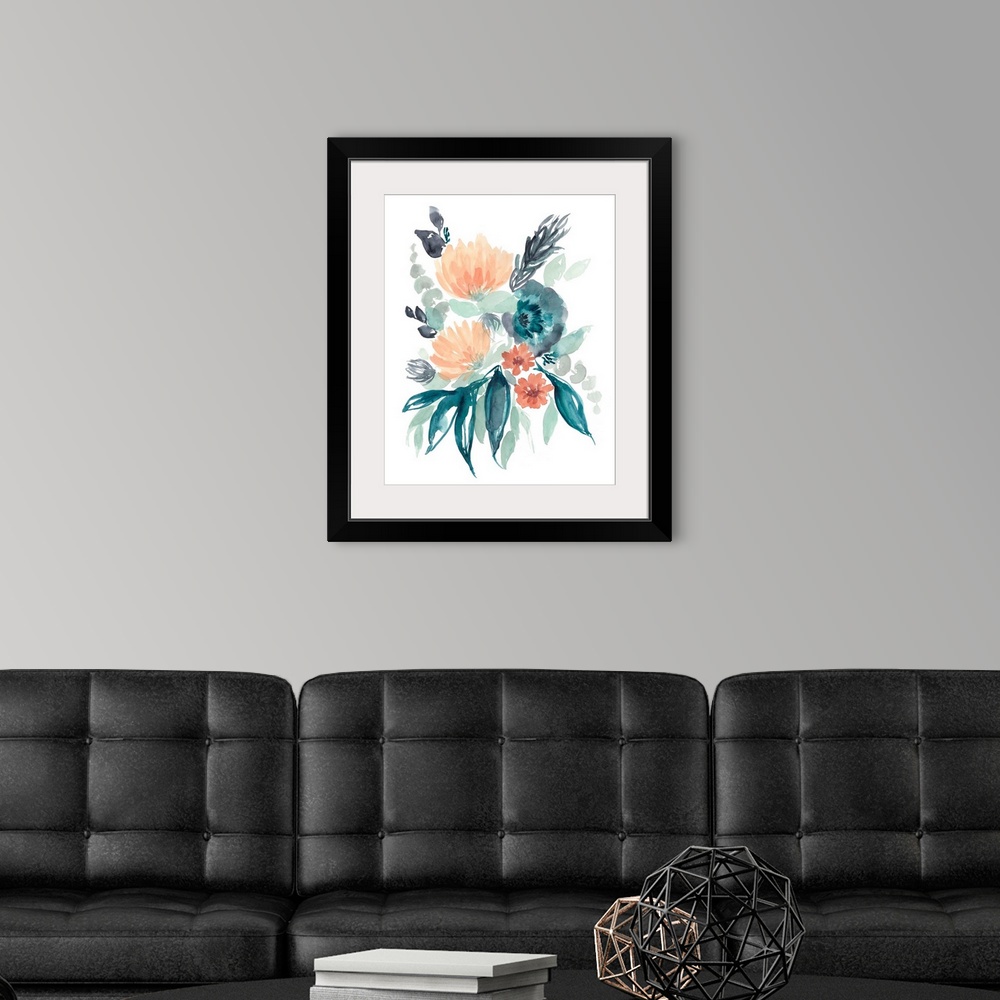 A modern room featuring Teal & Peach Bouquet I