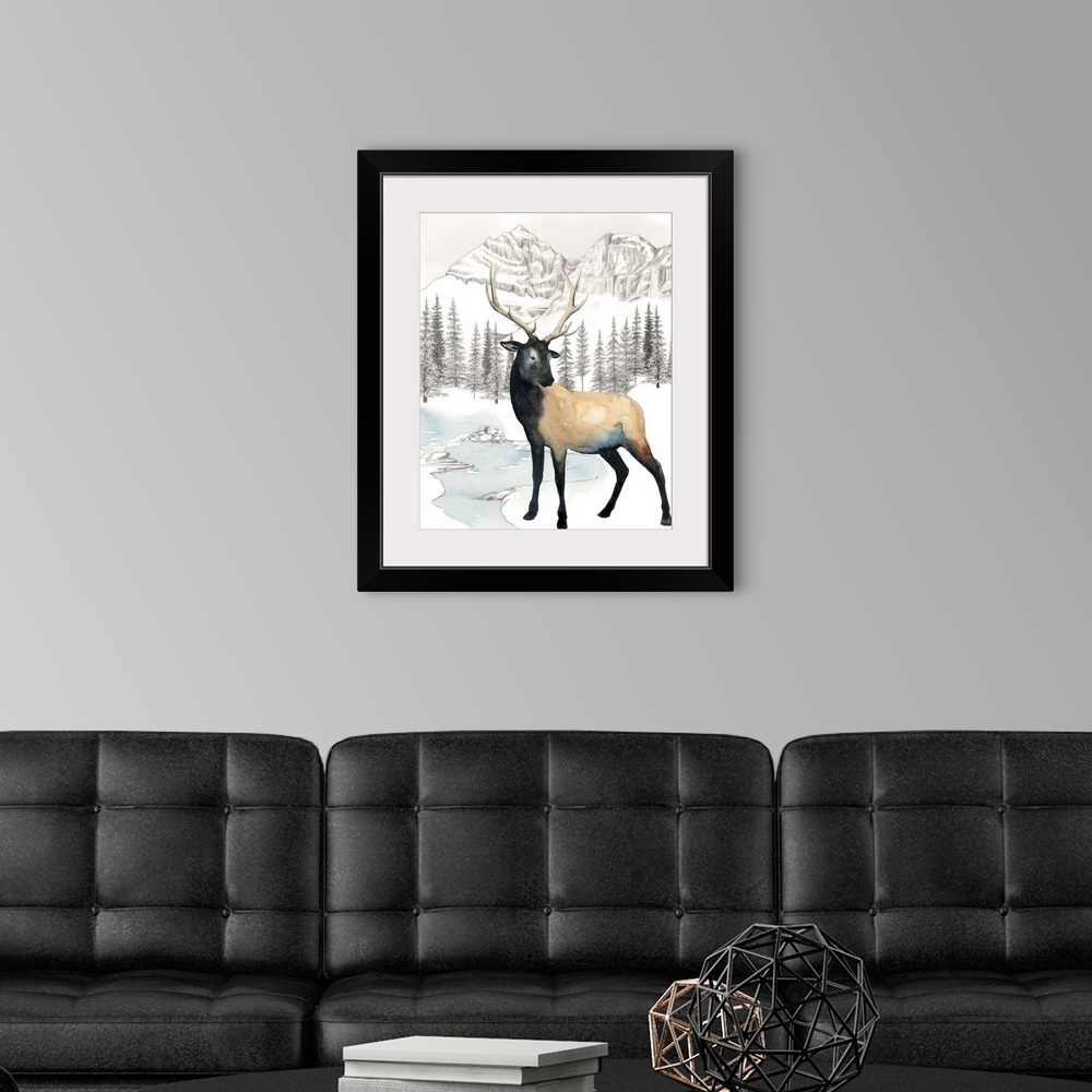 A modern room featuring Winter Elk I