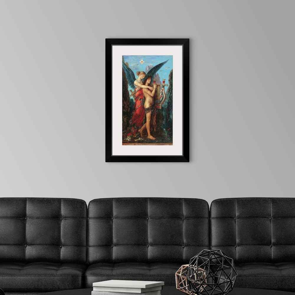 A modern room featuring Hesiod and the Muse, by Gustave Moreau, 1891, 19th Century, oil on panel, cm 59 x 34,5 - France, ...