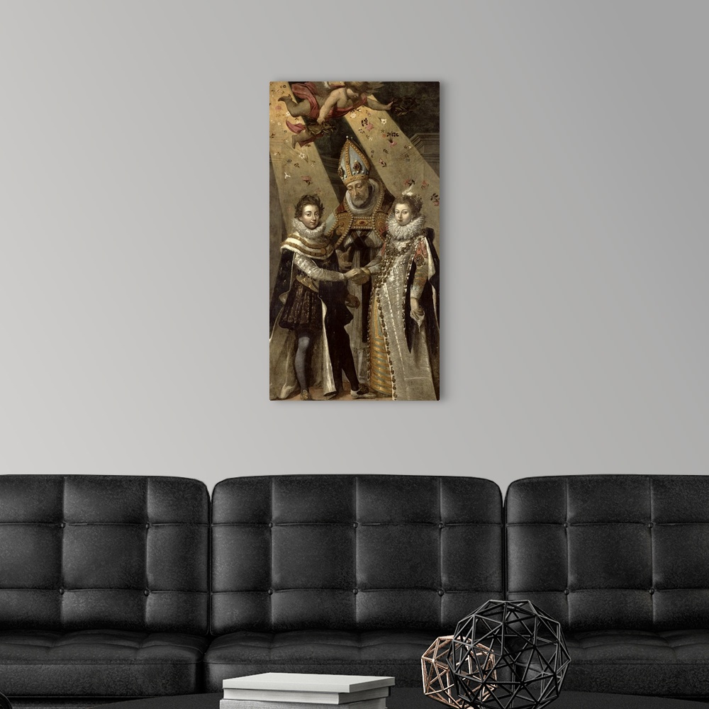 The Marriage of Louis XIII King of France and Navarre and Anne of Austria | Large Stretched Canvas, Black Floating Frame Wall Art Print | Great Big