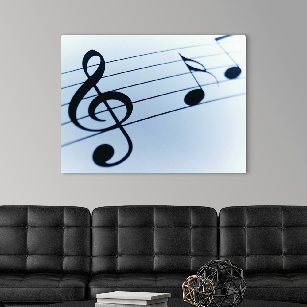 Music Sheet Detail with Bar and Treble Clef and Musical Notes Wall Art ...