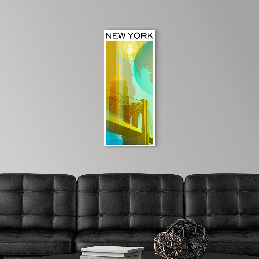 A modern room featuring New York