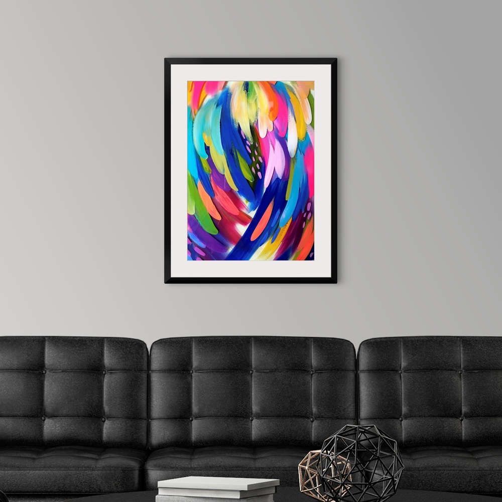 A modern room featuring Bright Brush Strokes Multicolor
