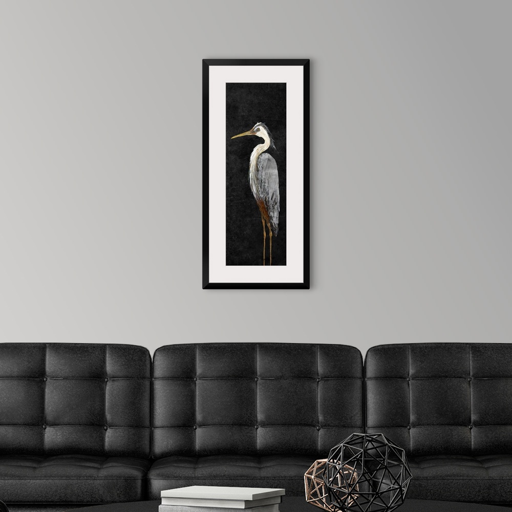 A modern room featuring Heron on Black I