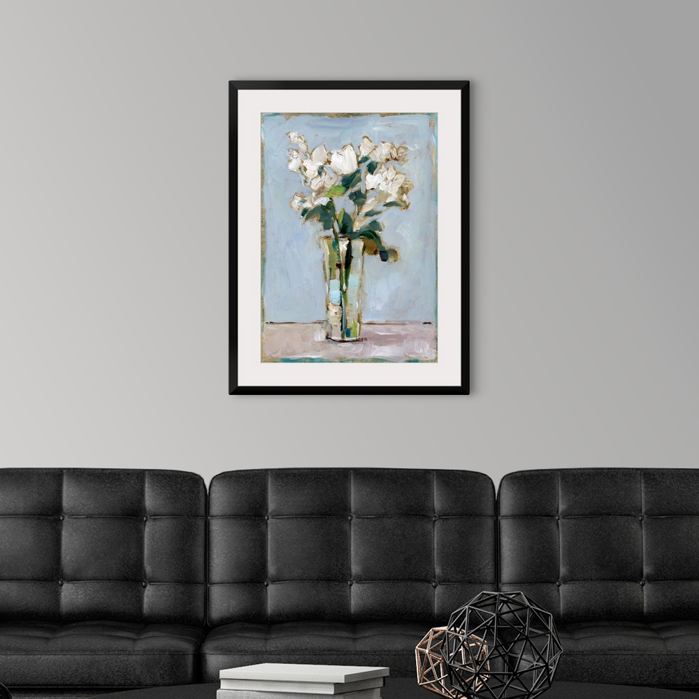 A modern room featuring White Floral Arrangement I