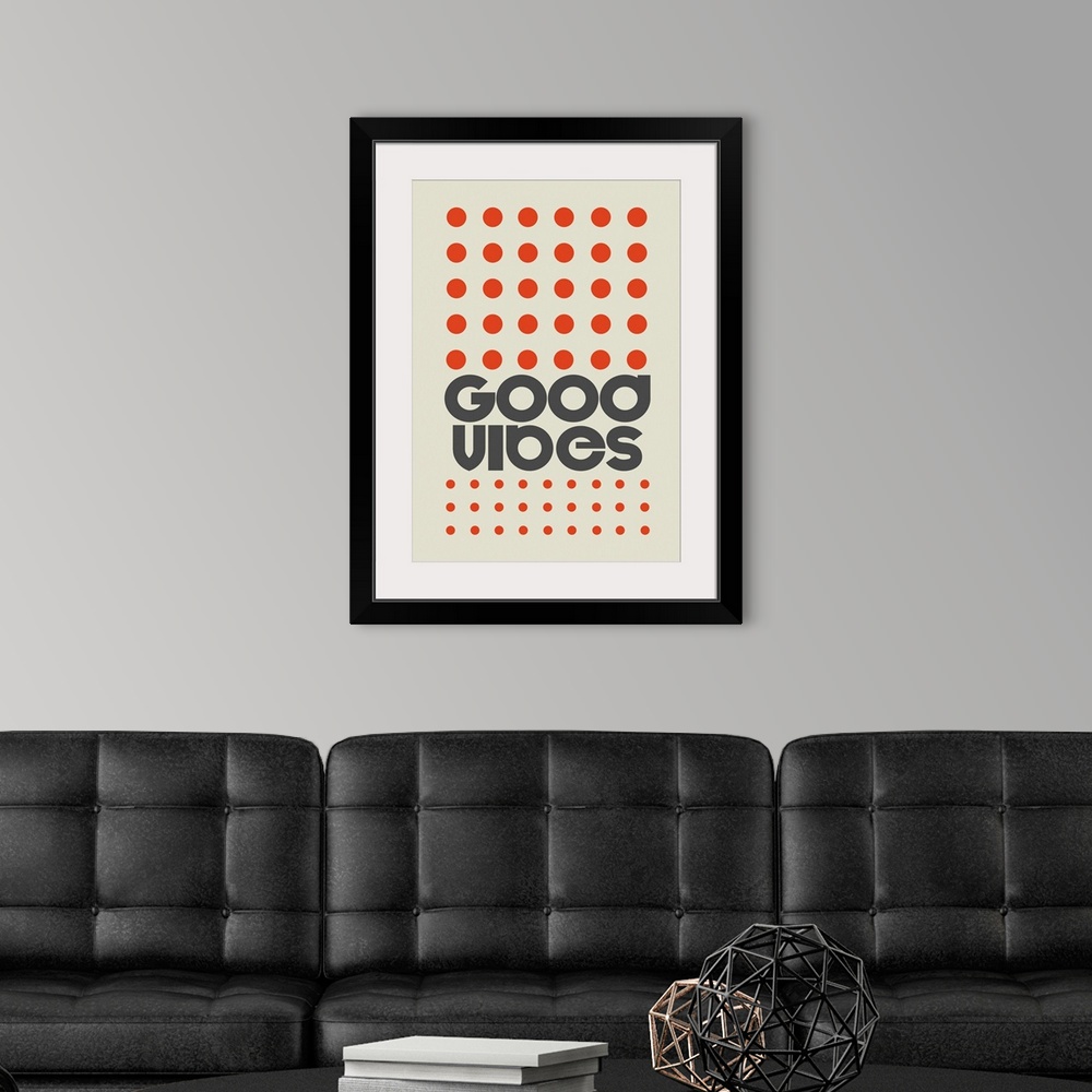 A modern room featuring Good Vibes Orange