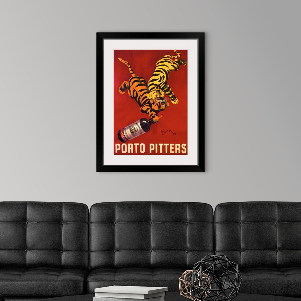 A modern room featuring Porto Pitters - Vintage Liquor Advertisement