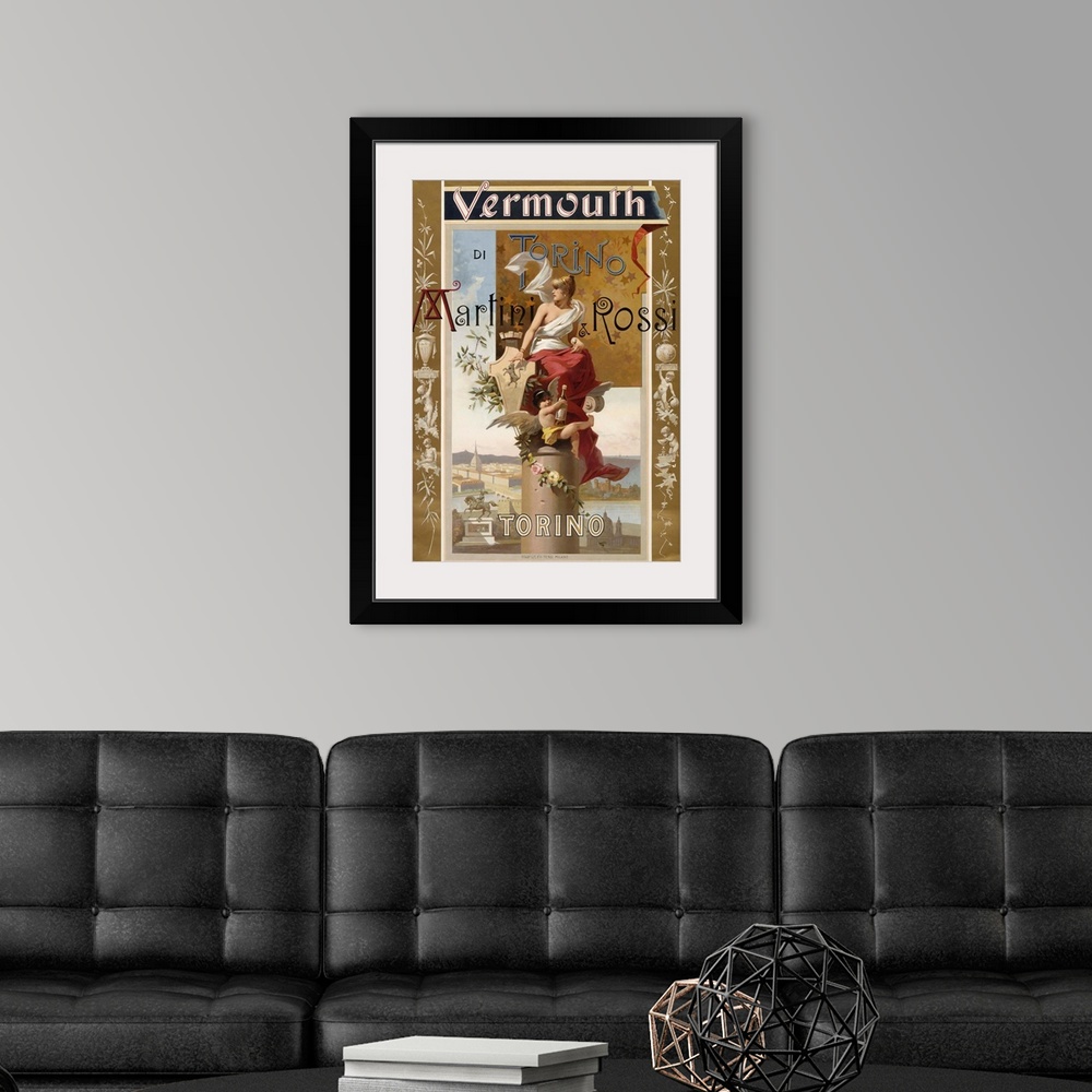A modern room featuring Vermouth, Torino - Vintage Wine Advertisement