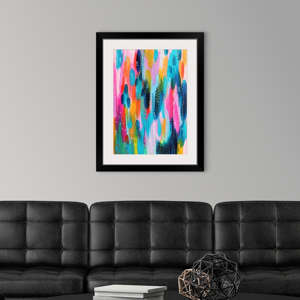 A modern room featuring Bright Brush Strokes Teal And Pink