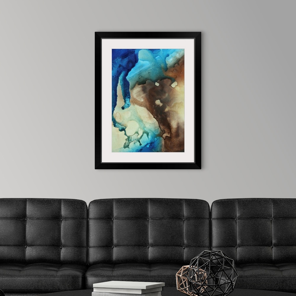 A modern room featuring Contemporary abstract painting with fluid colors blended together to create drama and boldness.  ...