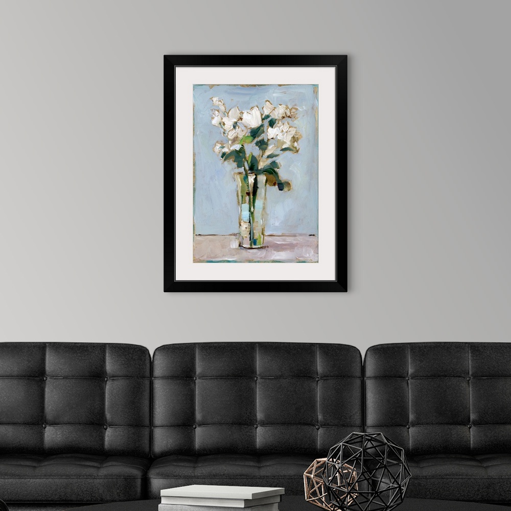 A modern room featuring White Floral Arrangement I