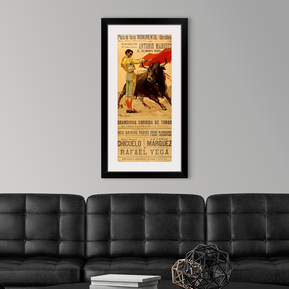 A modern room featuring Spanish Vintage Poster, Corrida