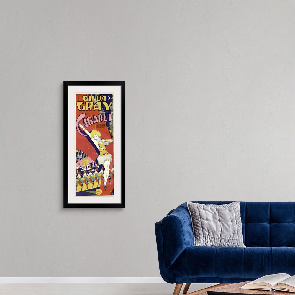 A modern room featuring Gilda Gray Cabaret, vintage Paris poster