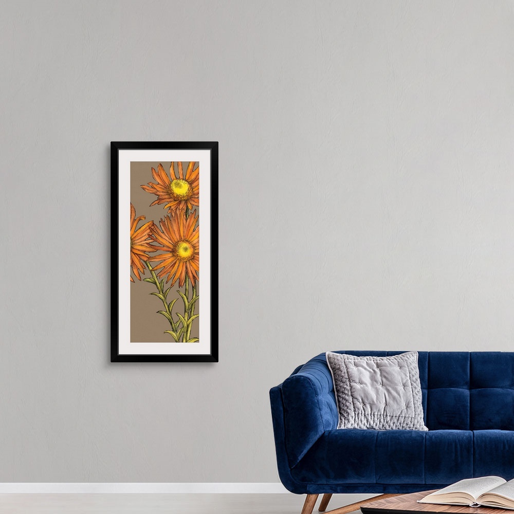 A modern room featuring Graphic Flower Panel I