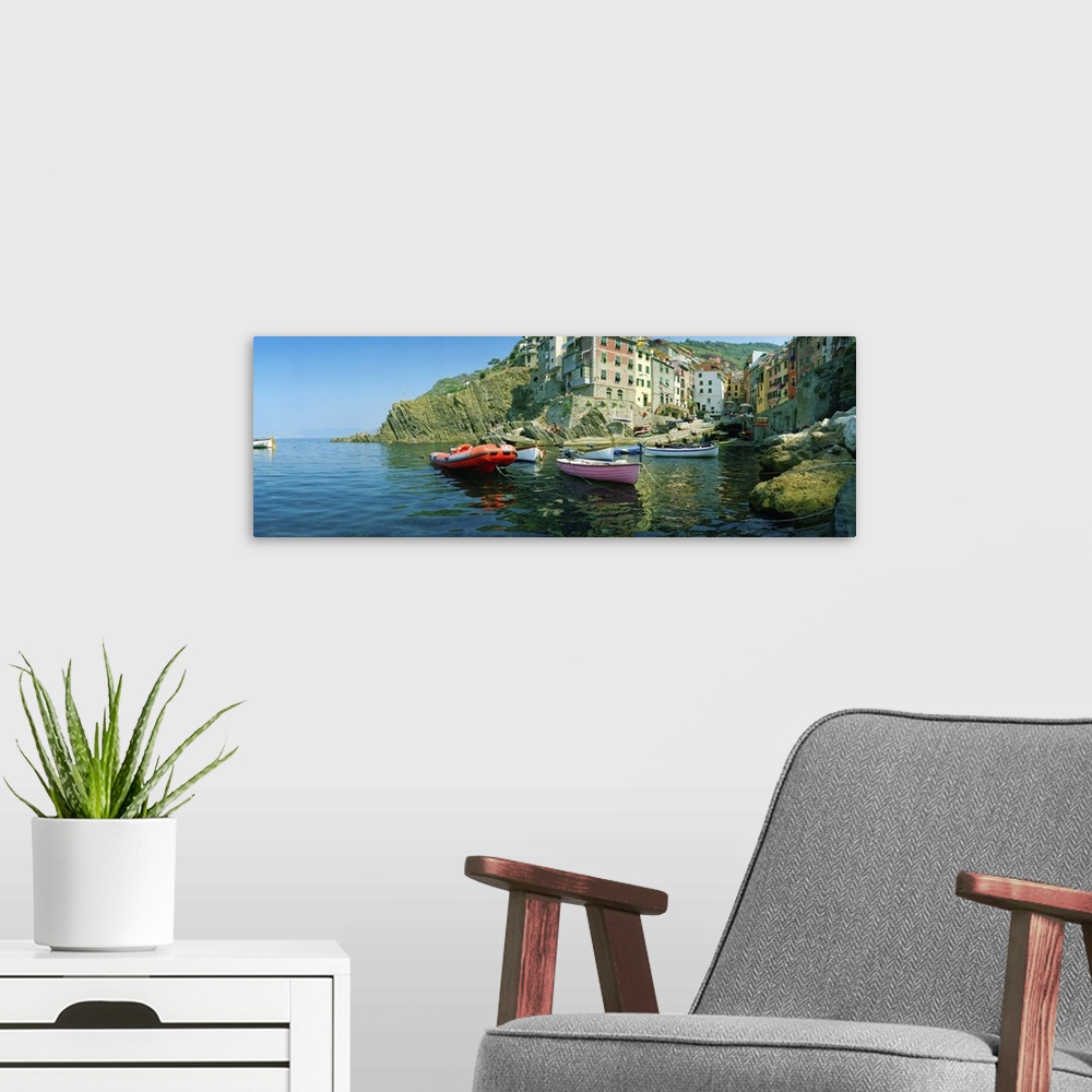 A modern room featuring Italy, Italia, Liguria, Ligurian Riviera, Cinque Terre, Riomaggiore, harbour