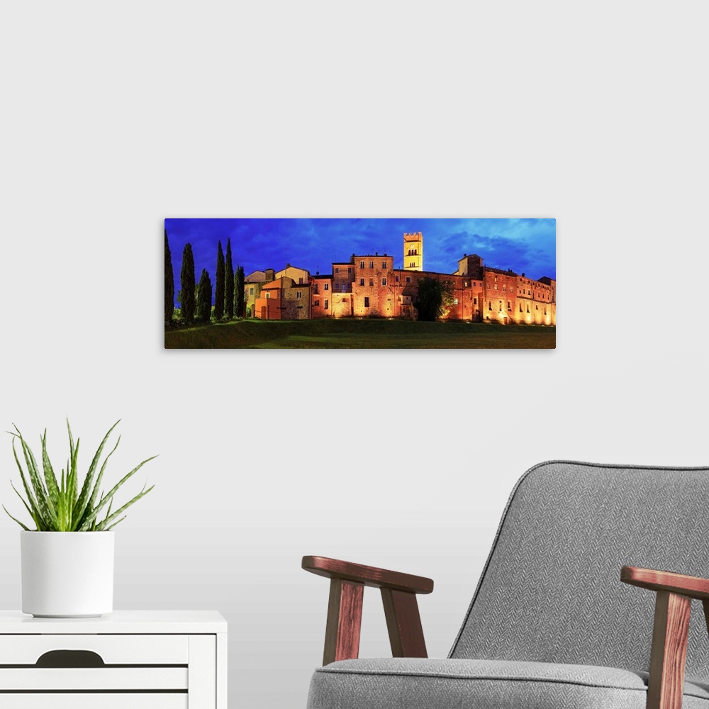 A modern room featuring Italy, Tuscany, Altopascio, The old town with evening lights