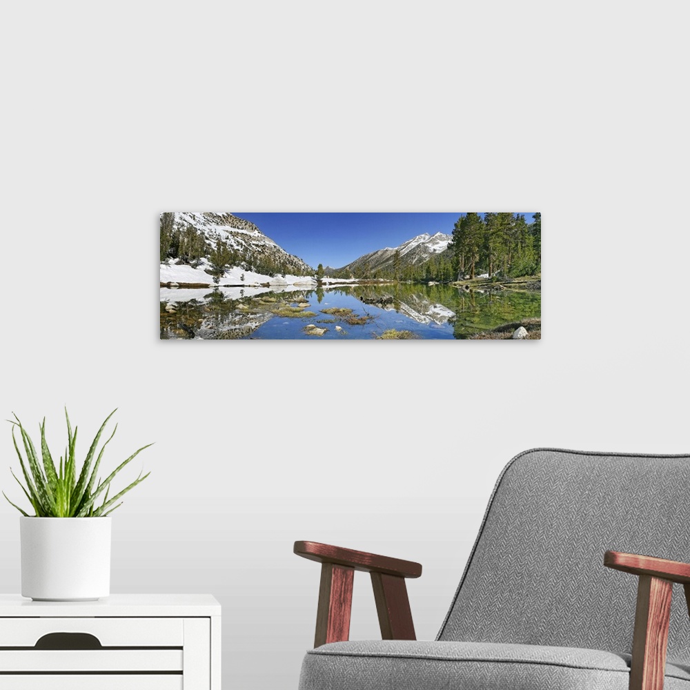 A modern room featuring Charlotte Lake (aka Charlotta Lake or Rhoda Lake) sitting in Eastern Sierra Nevada Mountains alon...