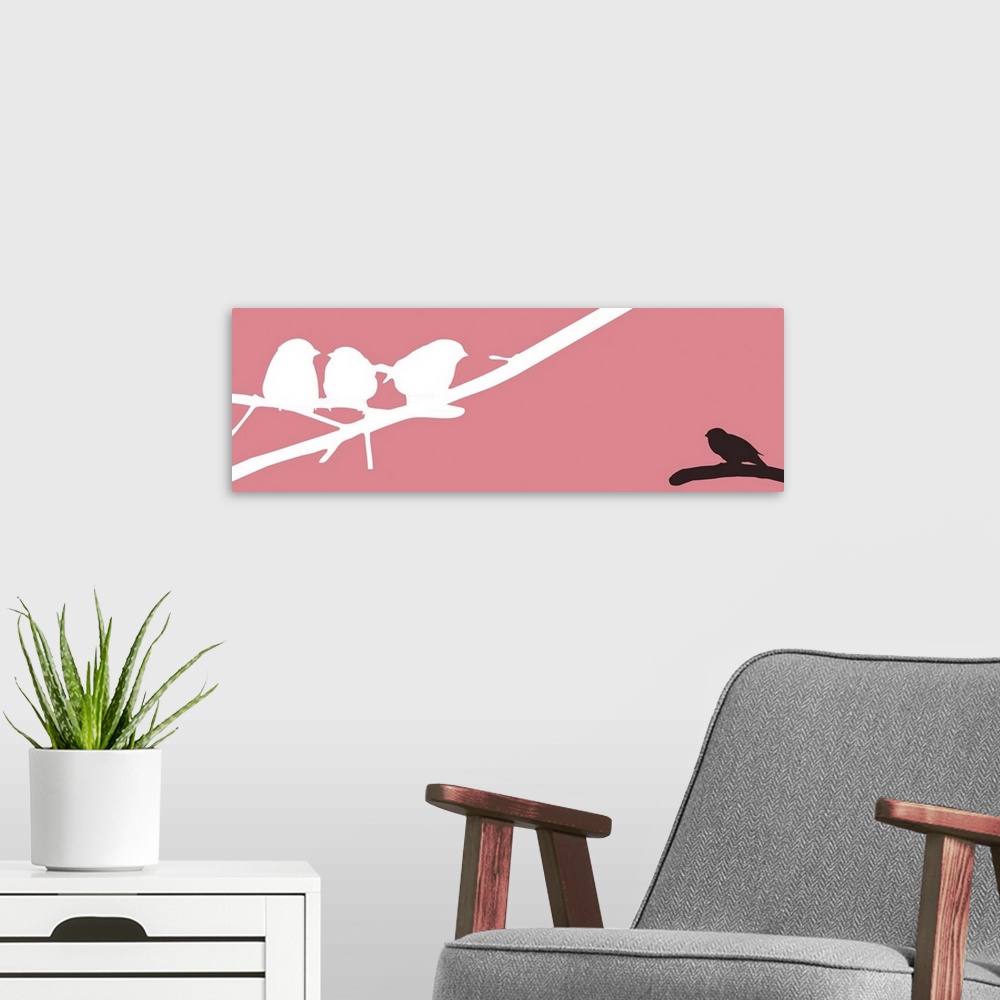A modern room featuring Birds on Wire Pink
