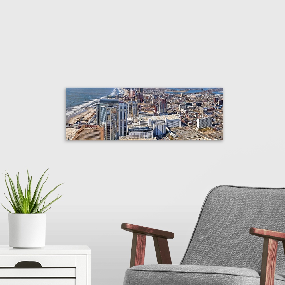 A modern room featuring Aerial view of a city, Atlantic City, New Jersey