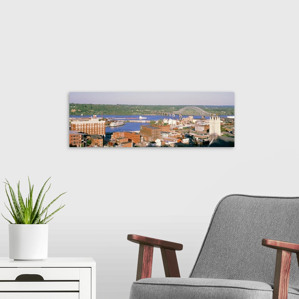 A modern room featuring Aerial view of a city, Dubuque, Iowa