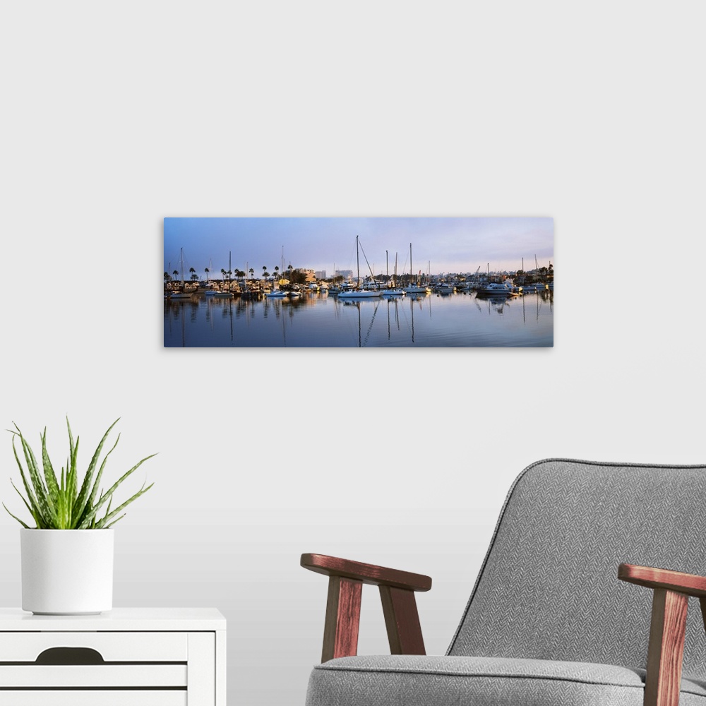 A modern room featuring Boats at a harbor, Newport Beach Harbor, Newport Beach, California, USA