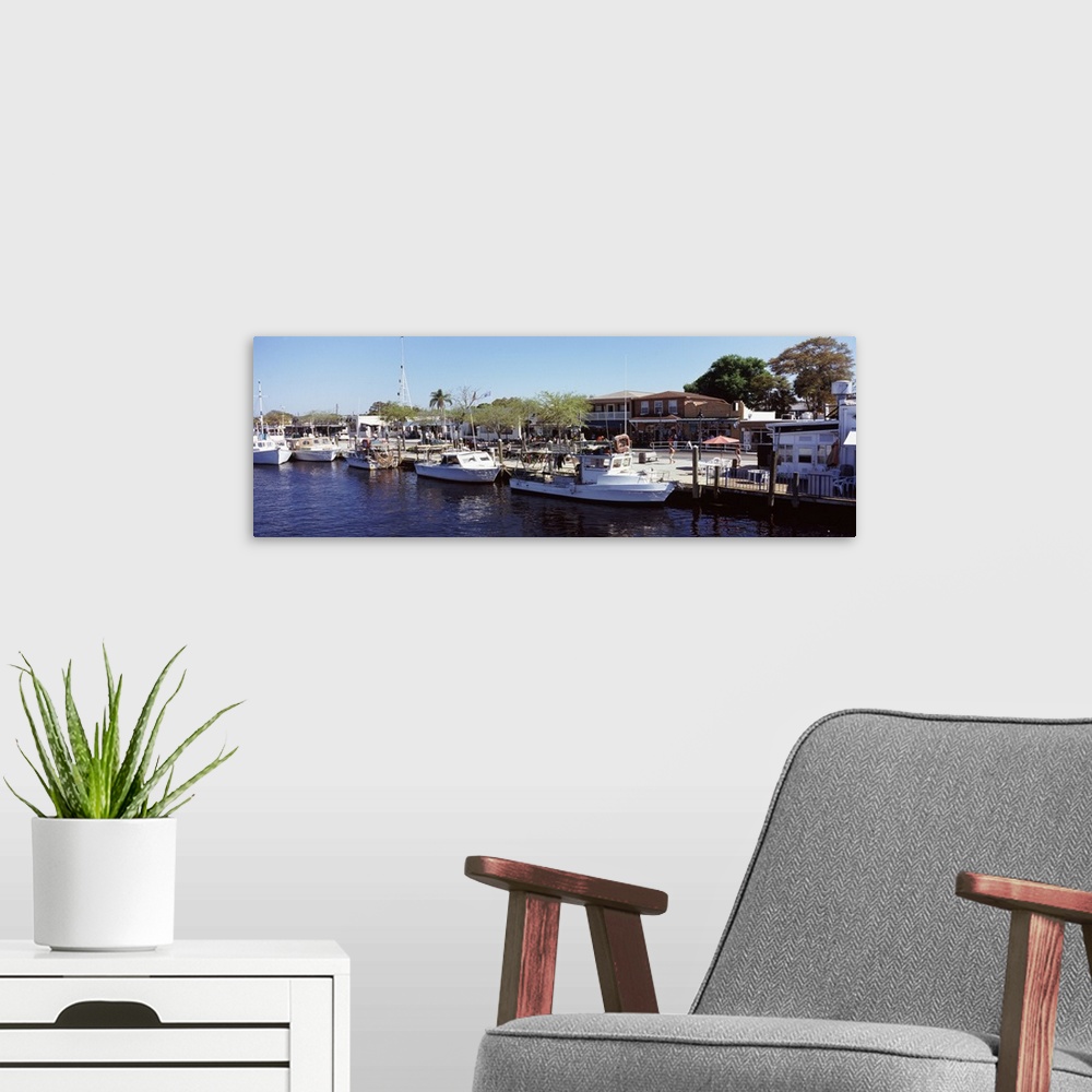 A modern room featuring Boats moored at a harbor Tarpon Springs Pinellas County Florida