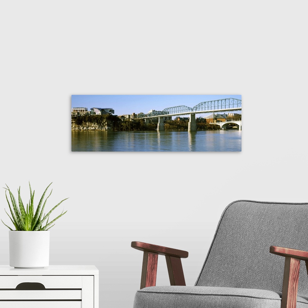 A modern room featuring Bridge across a river, Walnut Street Bridge, Tennessee River, Chattanooga, Tennessee