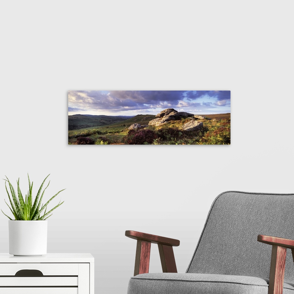 A modern room featuring Clouds over a landscape, Haytor Rocks, Dartmoor, Devon, England