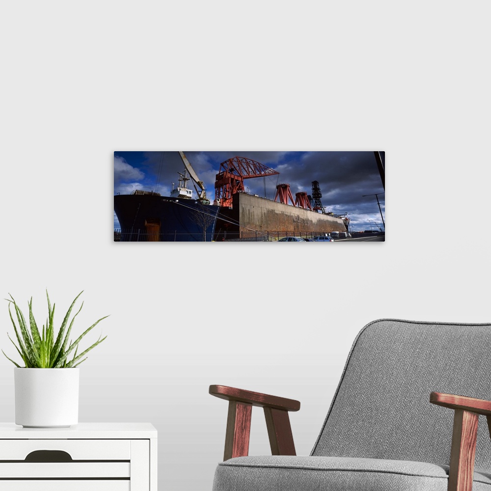 A modern room featuring Cranes on a container ship in a shipyard Swan Hunter Wallsend Newcastle Upon Tyne Tyne And Wear E...