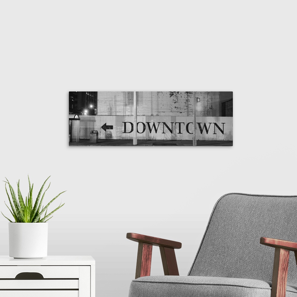 A modern room featuring Downtown Sign Printed On A Wall, San Francisco, California