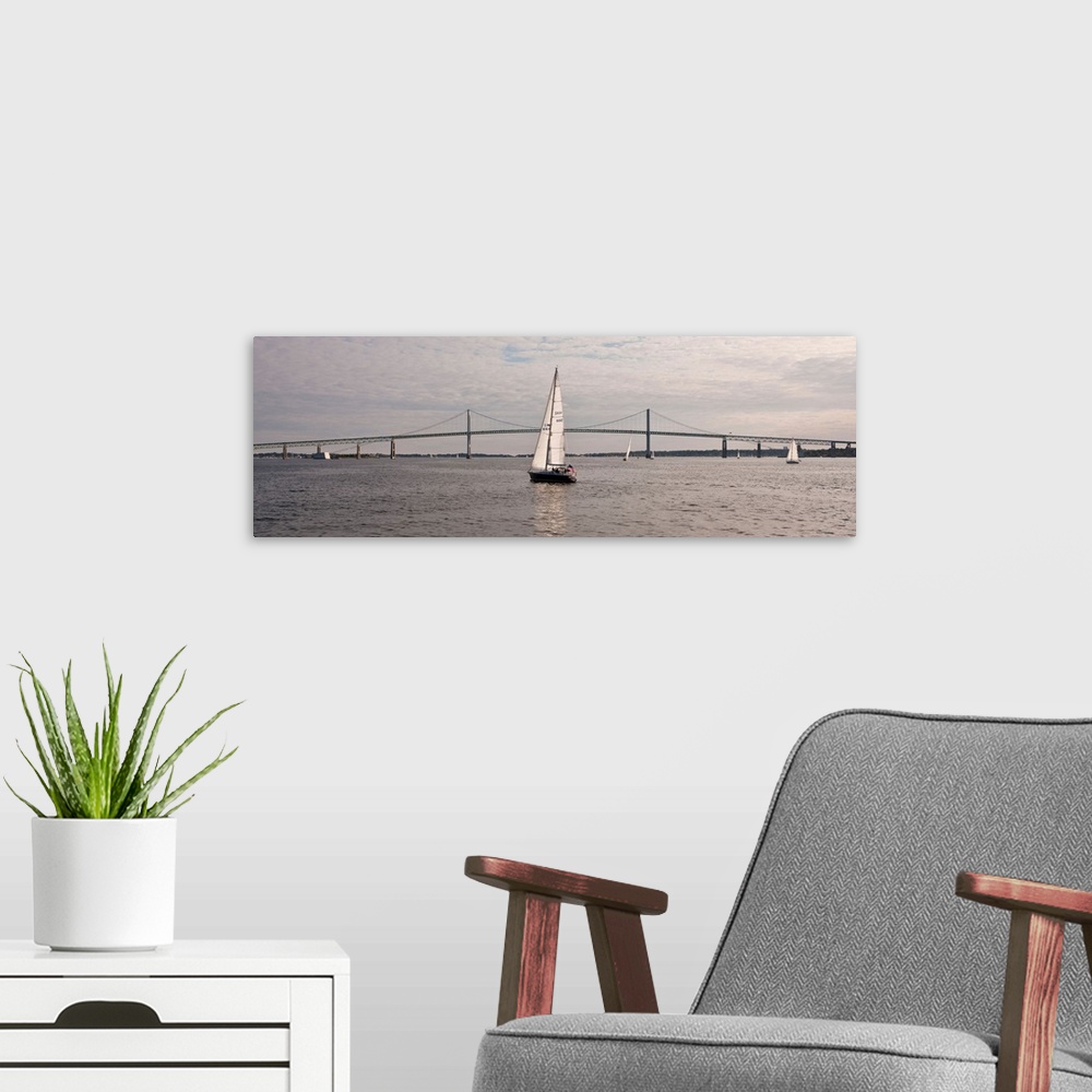 A modern room featuring Gryphon Swan 44 yacht sailing in Regatta, Newport, Rhode Island, USA
