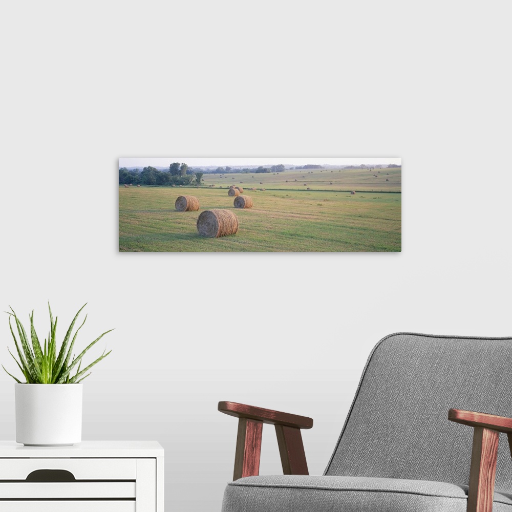 A modern room featuring Hay bales in a field, Jackson County, Kansas