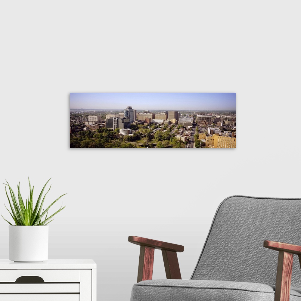 A modern room featuring High angle view of a city, Wilmington, Delaware